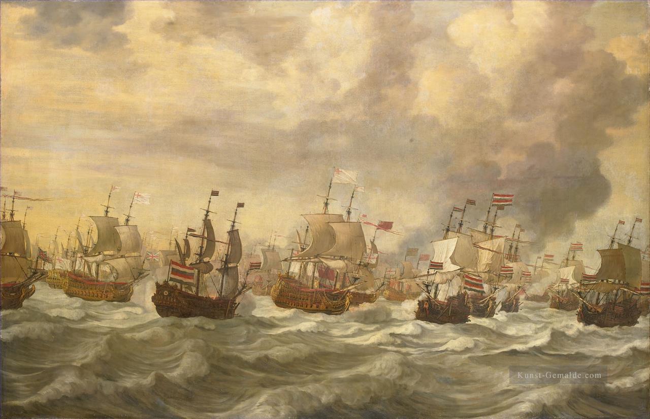 Four Day Battle Folge uit de vierdaagse Zeeslag Willem van de Velde I 1693 Seeschlachten Ölgemälde